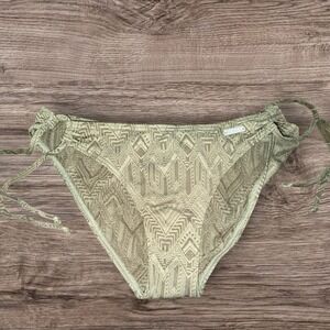 Lascana Olive Tribal String Bikini Bottoms Womens Size 6 NWT Textured Swim